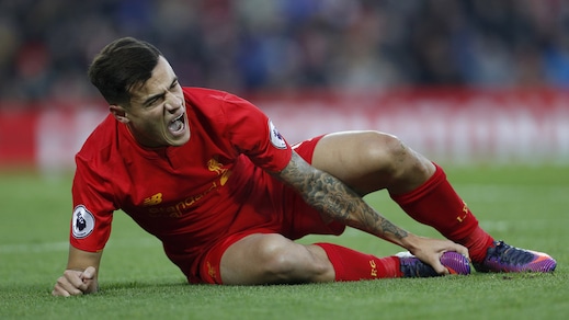 Liverpool, brutto infortunio per Coutinho