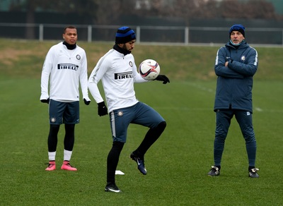 L'Inter già sul campo dopo la pesante sconfitta col Napoli