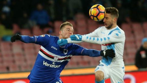 Gabbiadini inizia la rimonta, conclude Tonelli: Napoli-Sampdoria finisce 2-1