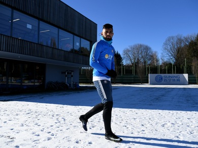 L'Inter torna ad allenarsi: la neve ospite ad Appiano Gentile