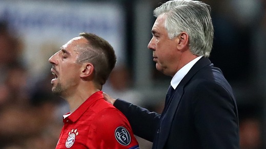 Ancelotti sprona Ribery: «Lo tolgo perché gioca male»