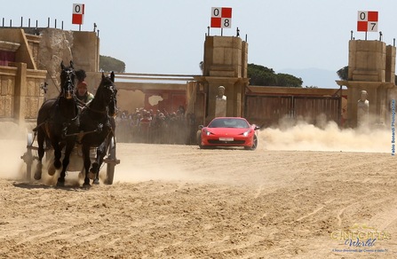 I cavalli di Ben Hur contro quelli della Ferrari: che sfida sull'arena