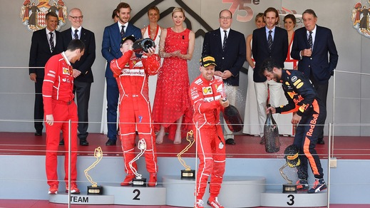 F1 Gp Monaco, tripudio Ferrari: Vettel e Raikkonen sul podio