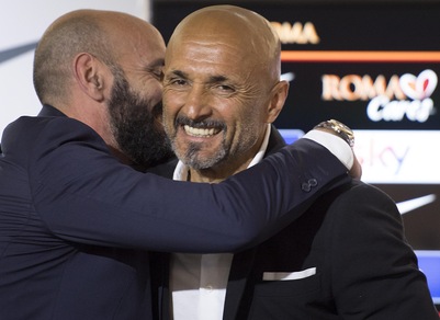 Spalletti, l'abbraccio con Monchi prima dell'addio alla Roma