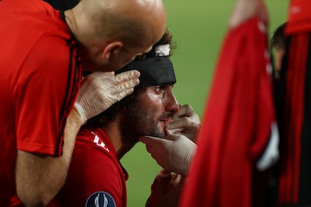 Supercoppa Europea, nuova pettinatura per Fellaini dopo la testata a Sergio Ramos