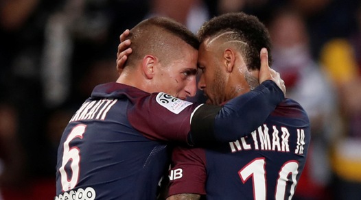 Ligue 1, il Psg dilaga con la doppietta di Neymar. Espulso Verratti