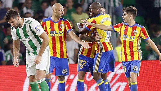Liga: Zaza-Kondogbia gol, il Valencia ne fa sei al Betis ed è secondo