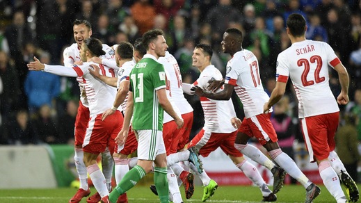 Irlanda del Nord-Svizzera 0-1, Rodriguez di rigore
