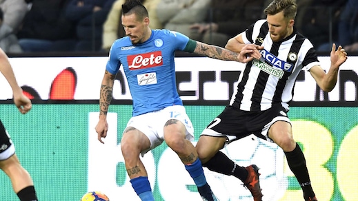 Serie A Udinese-Napoli 0-1, il tabellino
