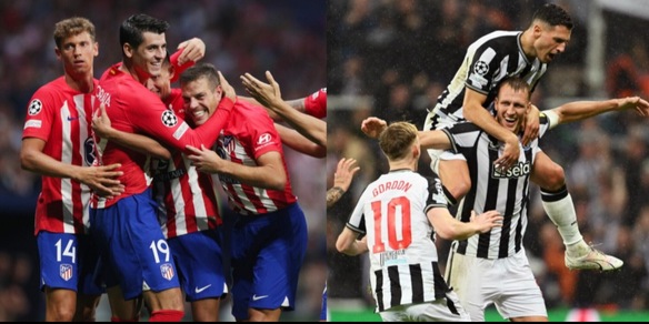 Morata, che doppietta con l'Atletico. Poker Newcastle al Psg, tris City