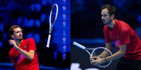 Medvedev e la racchetta al contrario, lo strano gesto nel secondo set con Fritz