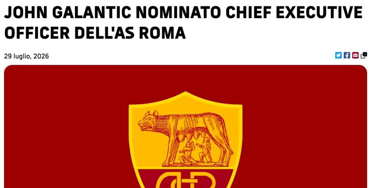 <p>Roma, il nuovo Ceo è John Galantic: l'annuncio dei Friedkin</p>