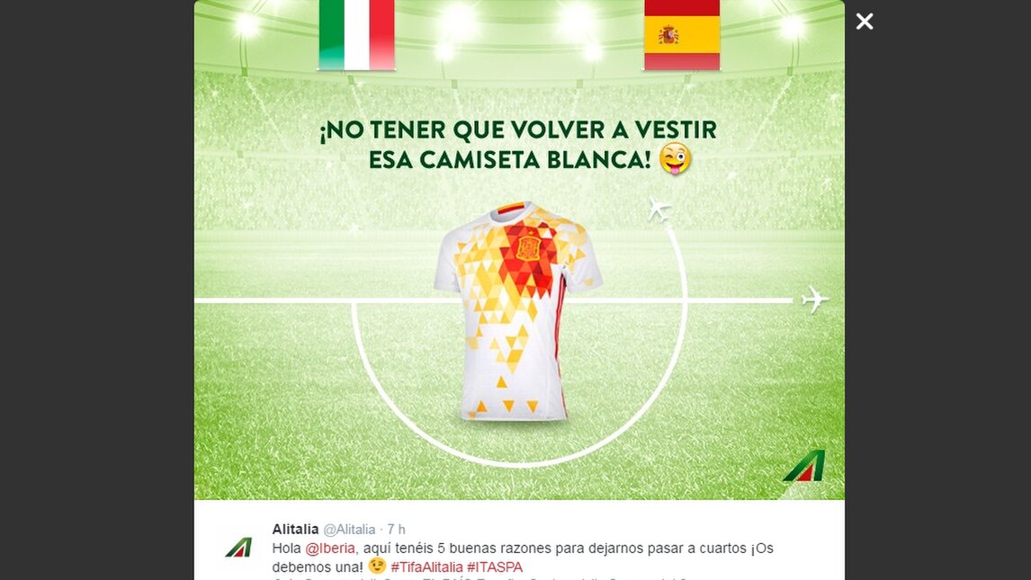 Italia-Spagna, Alitalia provoca Iberia: la sfida è anche social