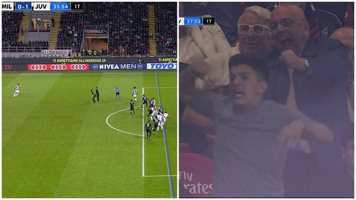La sequenza del gol annullato alla Juve e l'esultanza di Galliani