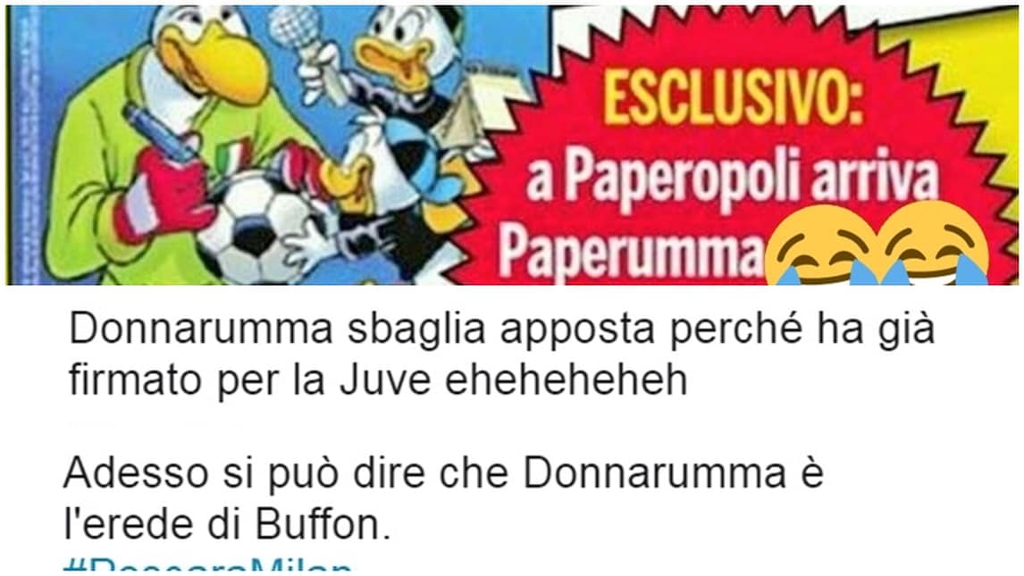 Papera di Donnarumma, ed è subito ironia social