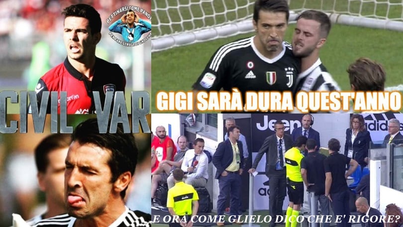 Contro la Juventus il primo rigore assegnato con il Var, l'ironia sui social