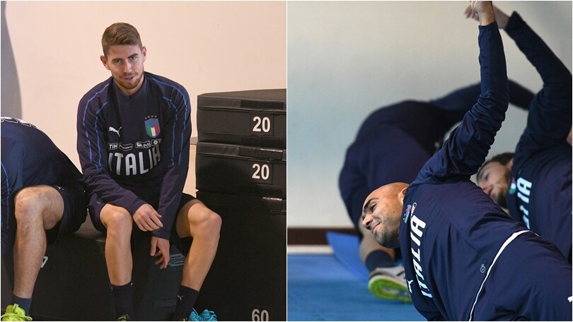 Coverciano, l'Italia si allena in palestra: primo giorno per Jorginho e Zaza