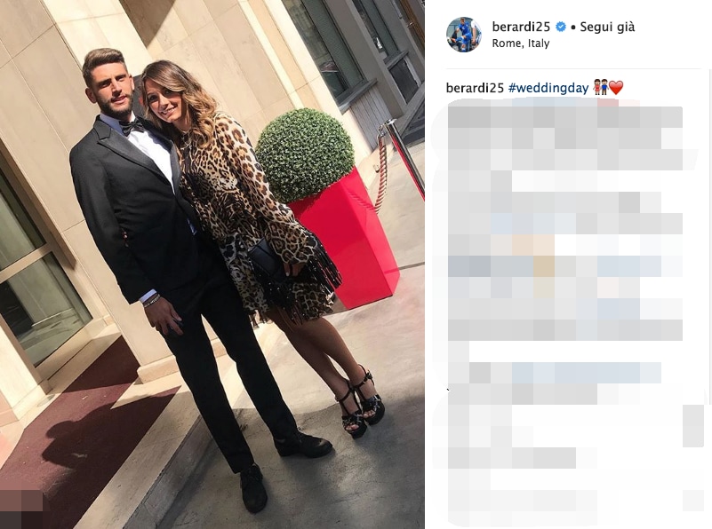 Berardi a Roma per le nozze di Matteo Politano