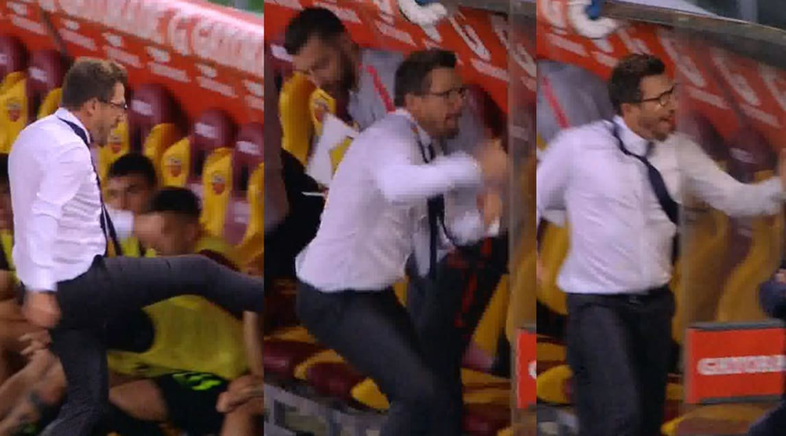La Roma segna il 3-3, Di Francesco si sfoga sulla panchina