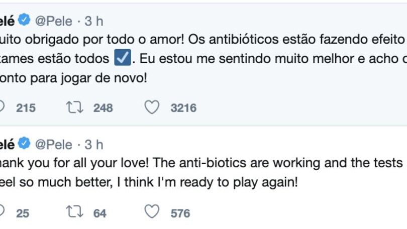 Pelé rassicura tutti e scherza: «Sto meglio, sono pronto per tornare a giocare»