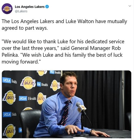 Nba, Walton e i Lakers si separano