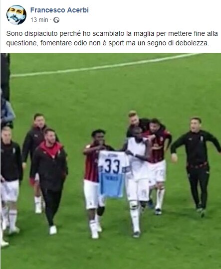 Il Milan vince e Bakayoko esulta con la maglia di Acerbi