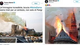 Il dramma di NotreDame scuote i social