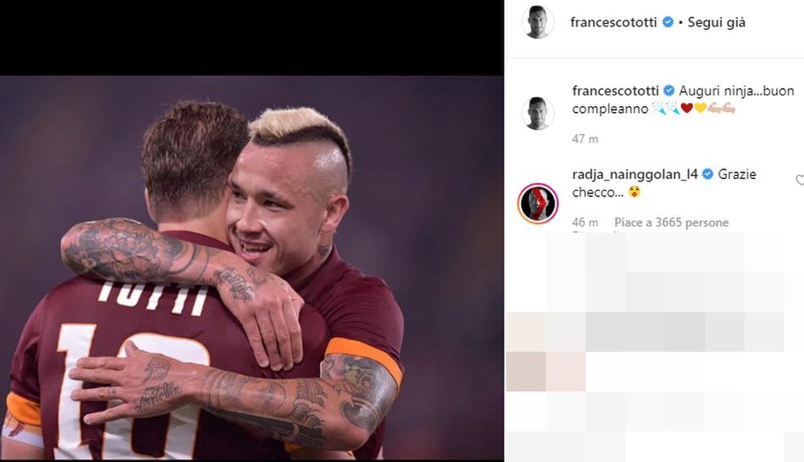 Da Totti a Pjanic: gli auguri social a Nainggolan