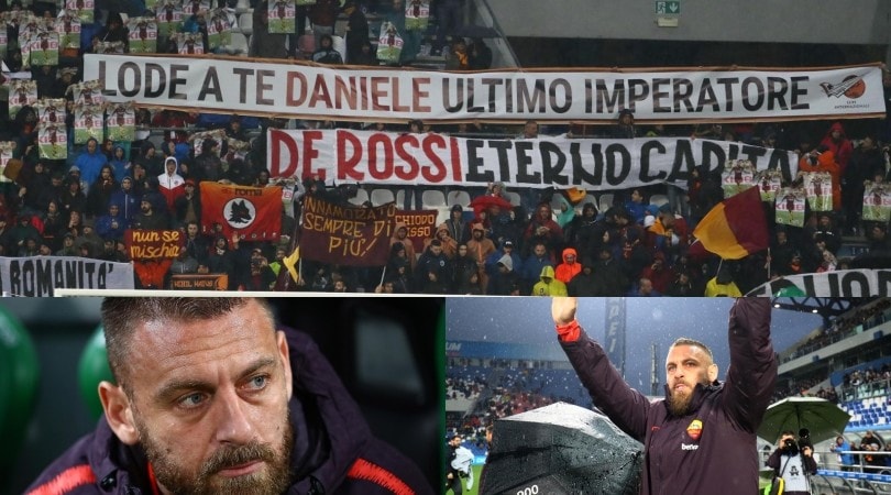 Roma, striscioni per De Rossi: «Lode a te, ultimo imperatore»