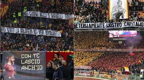 Addio De Rossi, il saluto dei tifosi tra striscioni e applausi