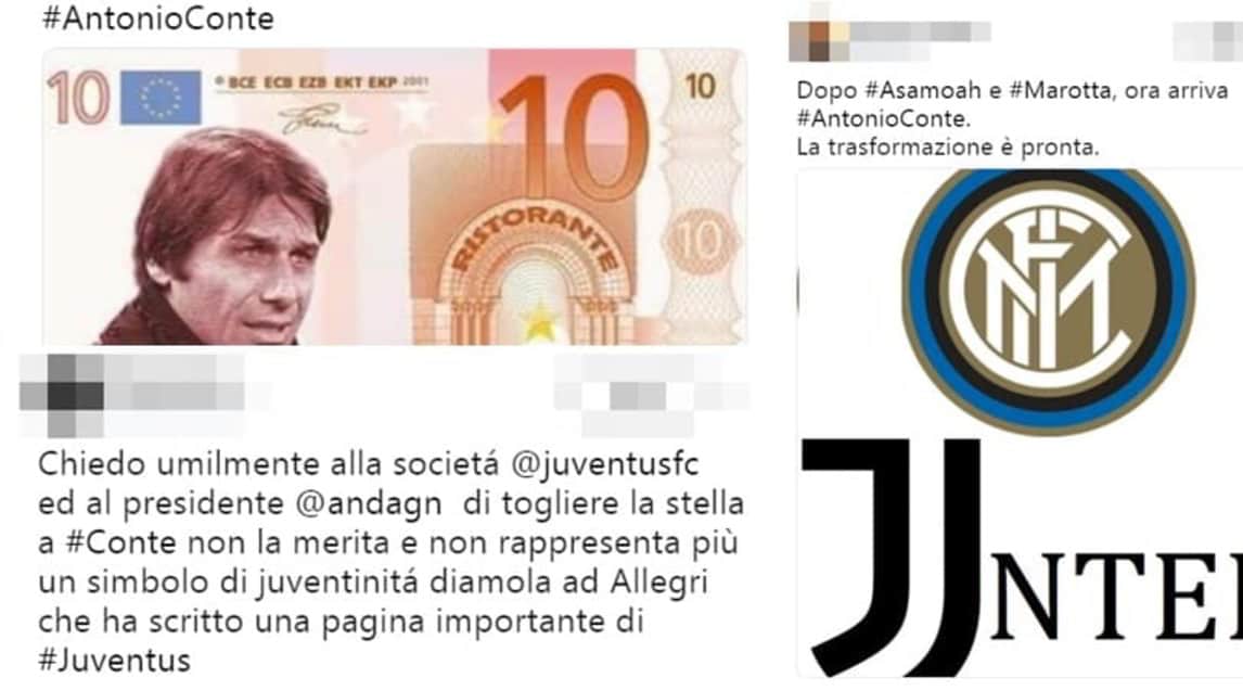 Conte divide gli interisti sui social, i tifosi della Juve: "Togliete la stella allo Stadium"