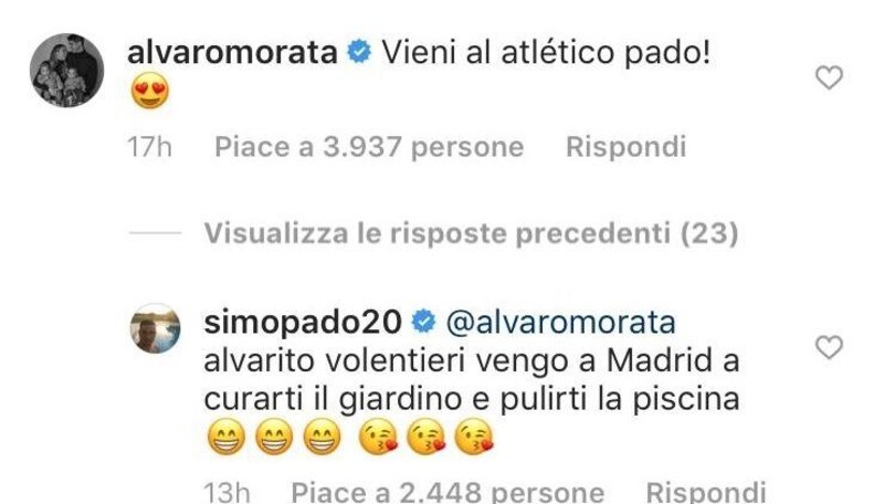 Padoin saluta il Cagliari. Morata: "Vieni all'Atletico Madrid"
