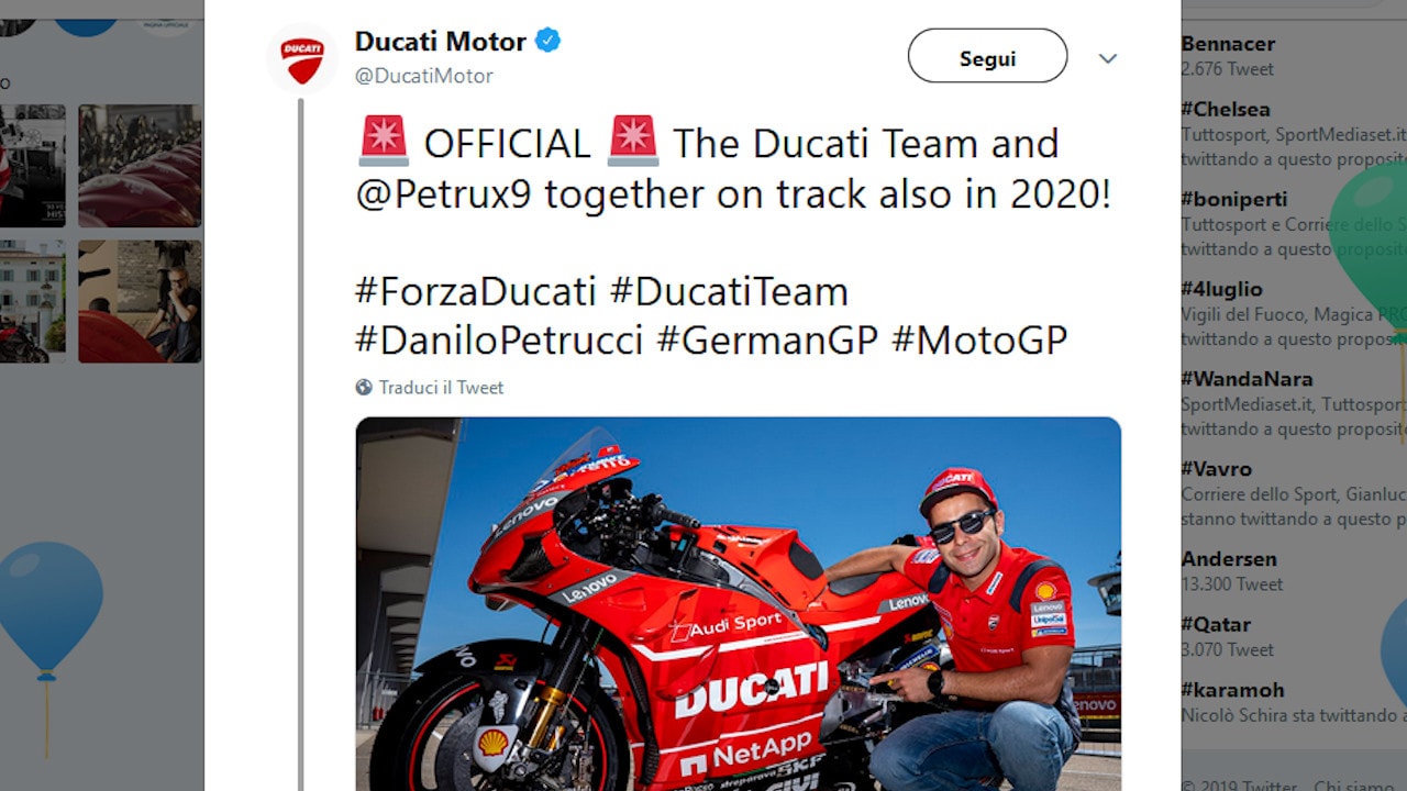 Ducati, Petrucci rinnova: avanti anche nel 2020