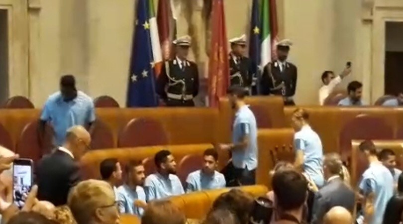 La Lazio in Campidoglio: l’entrata nell’Aula Giulio Cesare