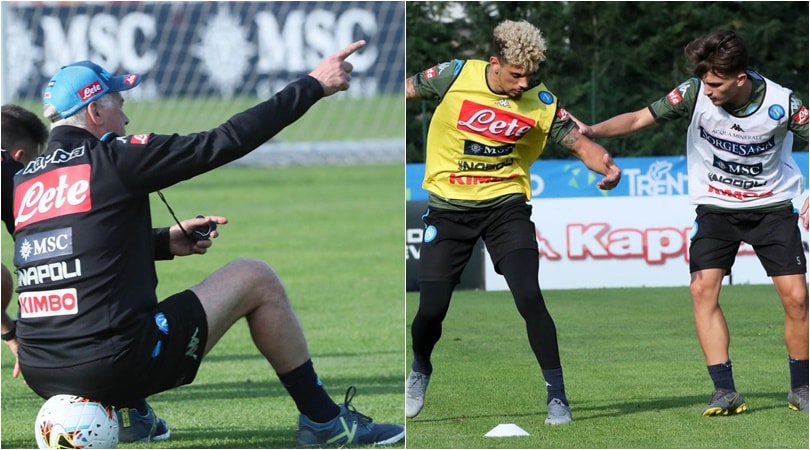 Napoli, Ancelotti dirige da seduto: l'allenatore "sul" pallone