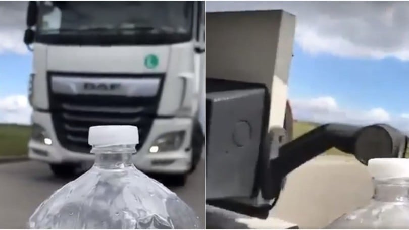 Bottle Cap Challenge con il camion: VIDEO