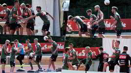 Mertens e Milik: palleggi in equilibrio, esercizi con gli elastici e tanti sorrisi