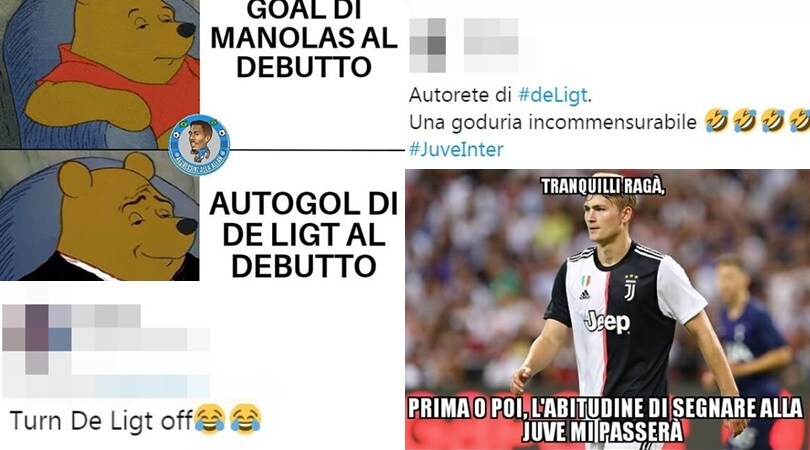 Juve-Inter, De Ligt fa autogol e i social si scatenano