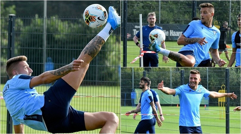 Milinkovic Savic, magie e sorrisi in allenamento con la Lazio
