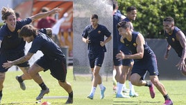 Roma, allenamento e buonumore: solo Dzeko ha il muso lungo