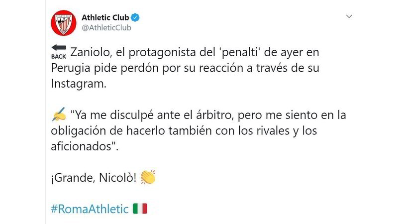 L'Athletic Bilbao perdona Zaniolo