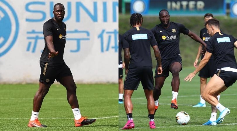 Inter, Lukaku si allena e chiacchiera con Perisic