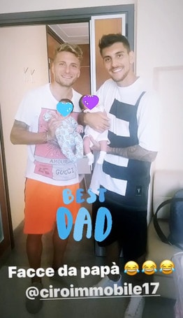 Lazio-Roma, il derby dei papà: Immobile e Pellegrini con i piccoli Mattia e Camilla