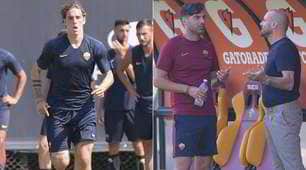 La Roma si allena: Petrachi-Fonseca, fitto colloquio