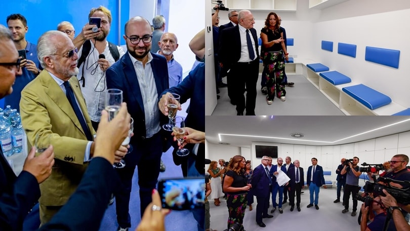 De Laurentiis nei nuovi spogliatoi: che siparietto con De Luca!