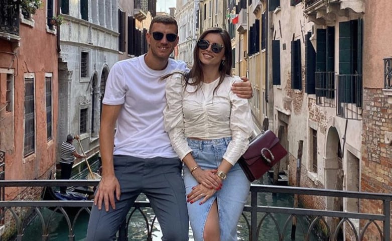 Dzeko a Venezia con la moglie Amra