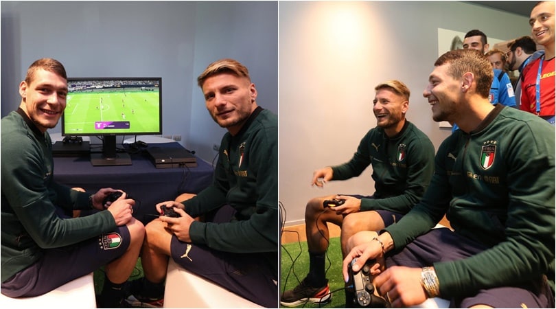 Italia, Immobile e Belotti si allenano alla PlayStation