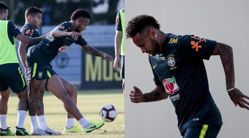 Neymar si allena in vista della gara numero 100 con il Brasile