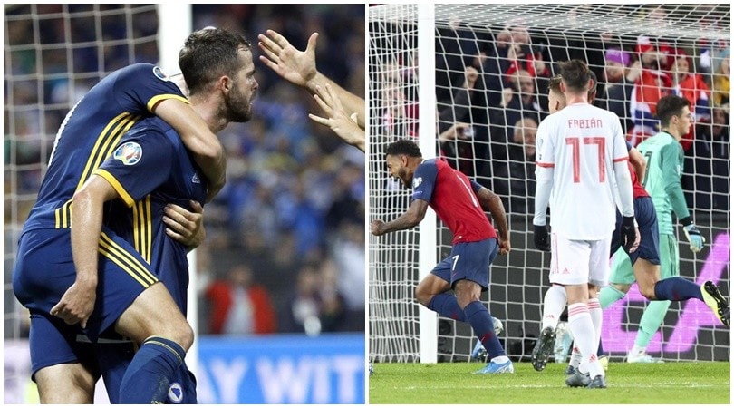 Pjanic brilla con la Bosnia. Fabian Ruiz sbatte sul palo
