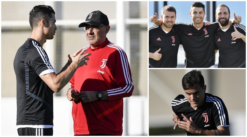 Juve, Ronaldo a colloquio con Sarri: l'allenamento bianconero